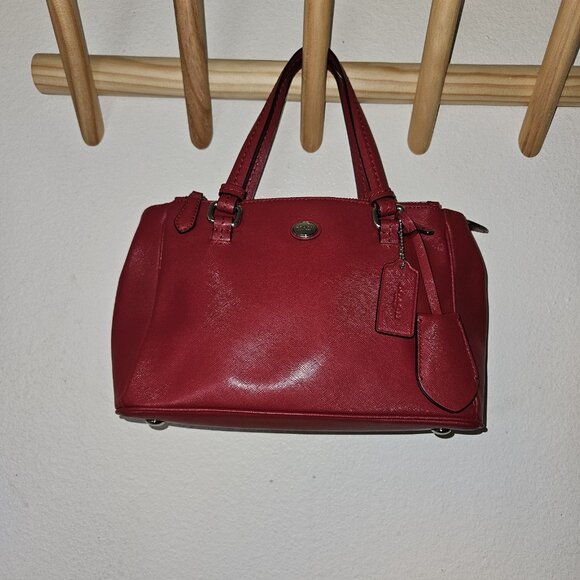 Coach Peyton Leather Mini Carryall Satchel Crossbody Bag F32829 RED NWT - Picture 10 of 16